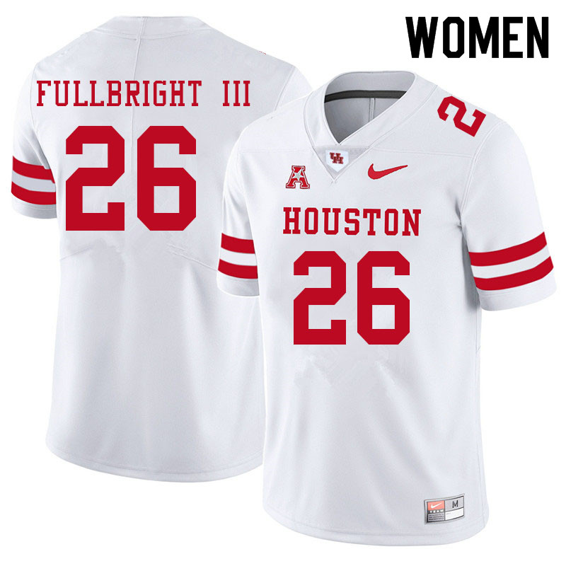 Women #26 James Fullbright III Houston Cougars College Football Jerseys Sale-White